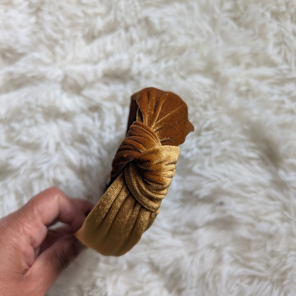 Gold Velvet Knotted Headband